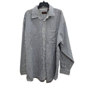 Copper Canyon Men's Big & Tall Vintage Blue White Stripe Button Up Shirt 3XLT‎